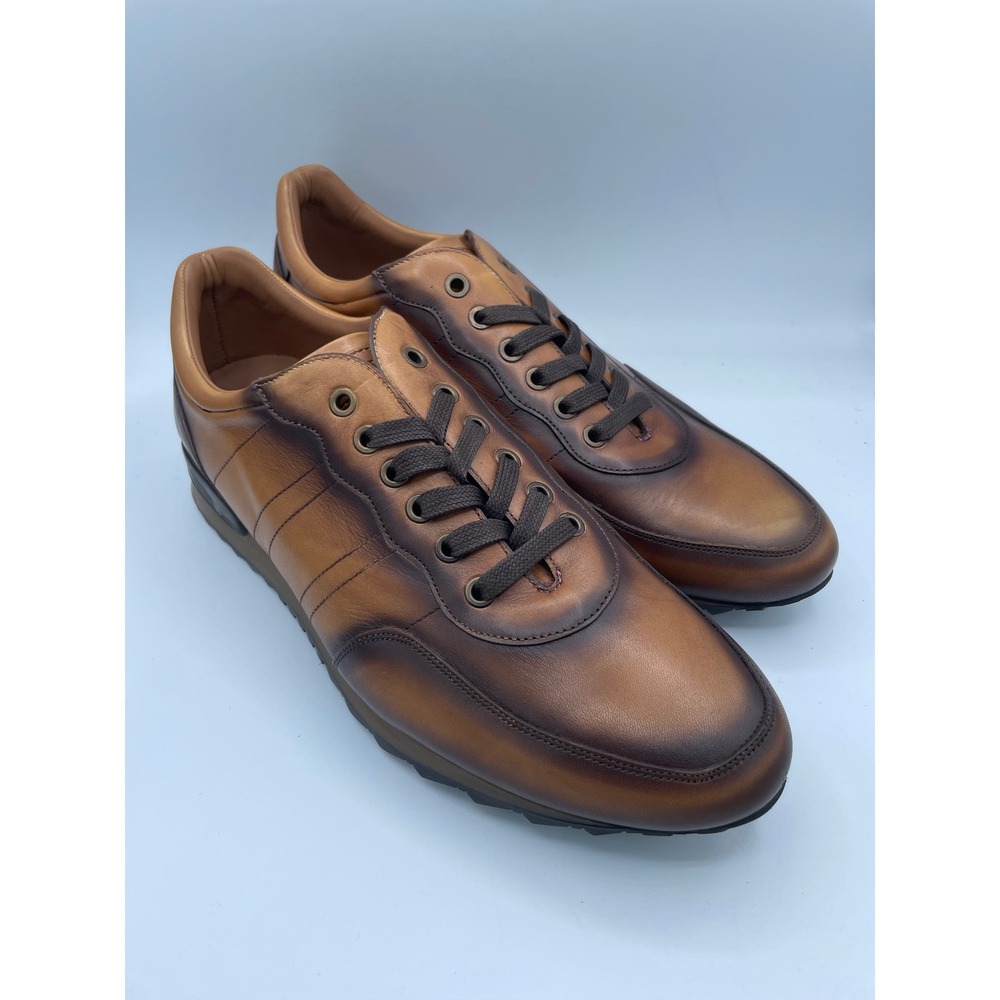 Mezlan Durban Tan Leather Sneakers Mens 11M Burnished Low Top Trainers 20397
